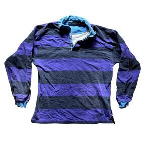 VTG Santana Rugby Polo Shirt Unisex Size Medium Long Sleeve